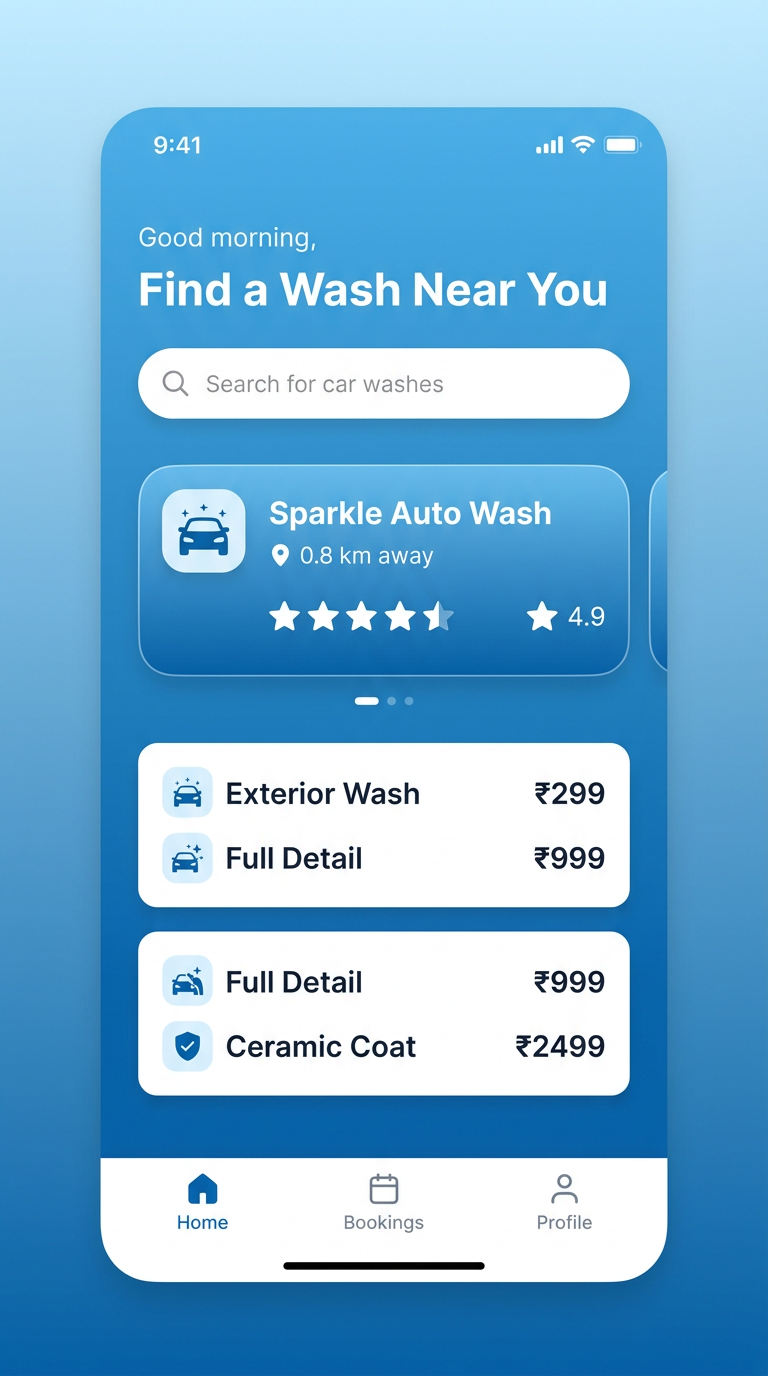 AQWASH Home Screen